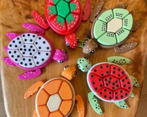 Turtle Fidget Clickers - Fruit Series Desktop and Keychains - Sensory Toy - Autism, ADHD, Stress, Anxiety Relief