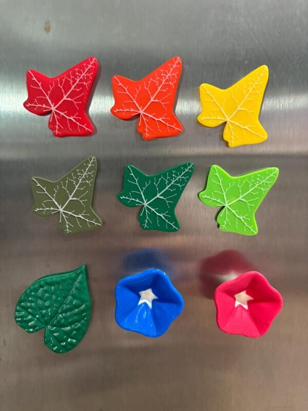 English Ivy & Morning Glory Fridge Magnets with Articulating Vine | Set | ForgeCore Design | Fridge Foliage | Kitchen Design Idea