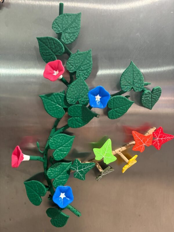 English Ivy & Morning Glory Fridge Magnets with Articulating Vine | Set | ForgeCore Design | Fridge Foliage | Kitchen Design Idea