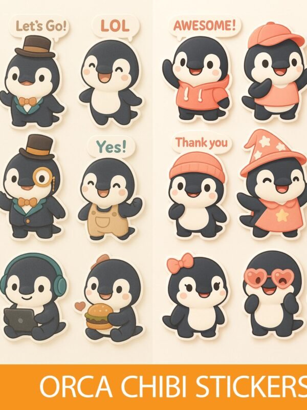 Kawaii Cute Orca PNG Stickers, Growth Mindset Quote Clipart, Affirmation & Positivity PNG Planner Stickers, POD